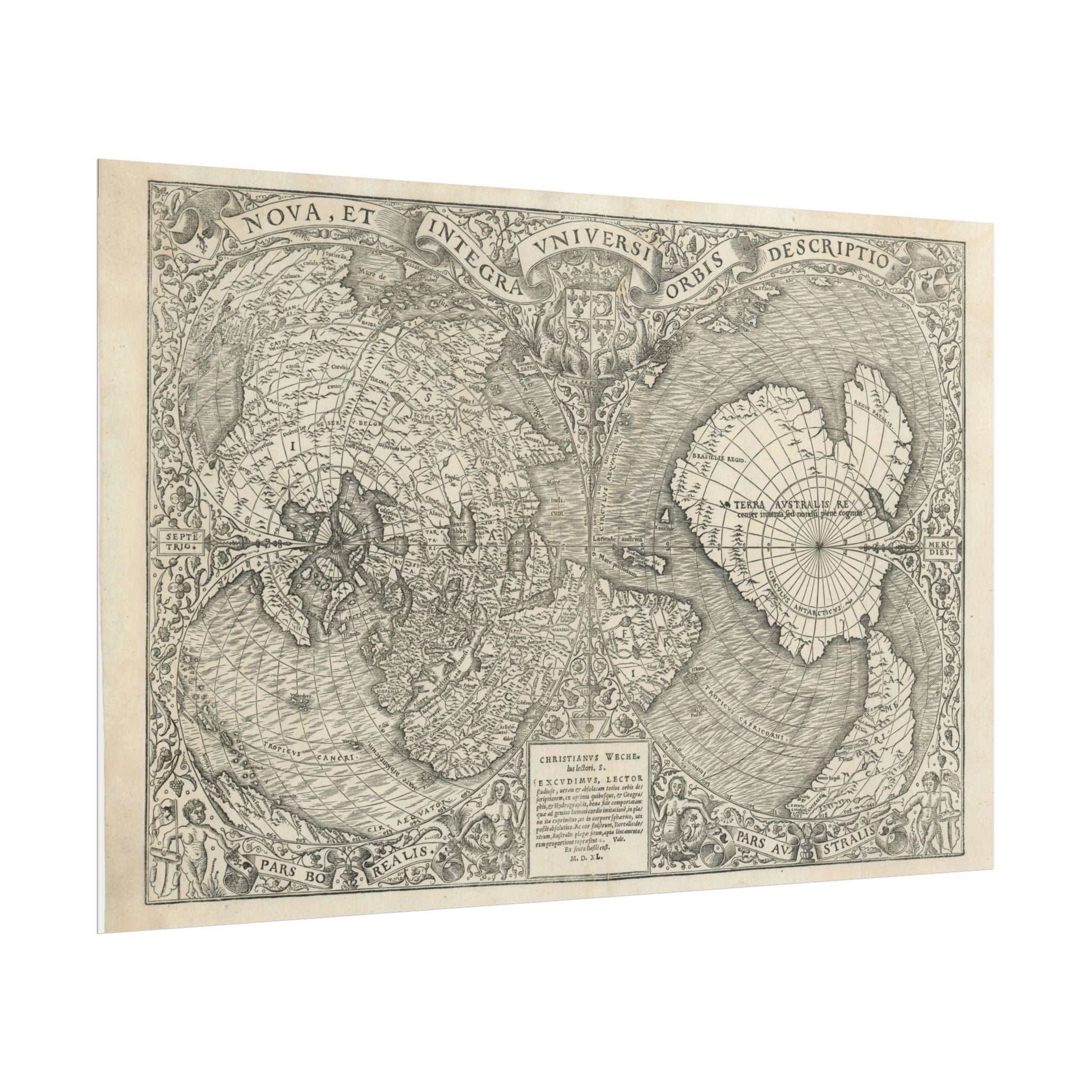 World Atlas Historic Map (c. 1540) Rolled Poster | Vintage Map Wall Art