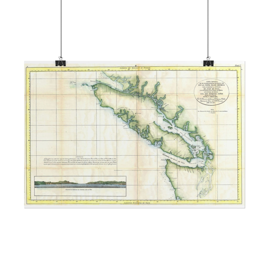 Vancouver, Canada Historic Map (c. 1795) Rolled Poster | Antique City Map Wall Art