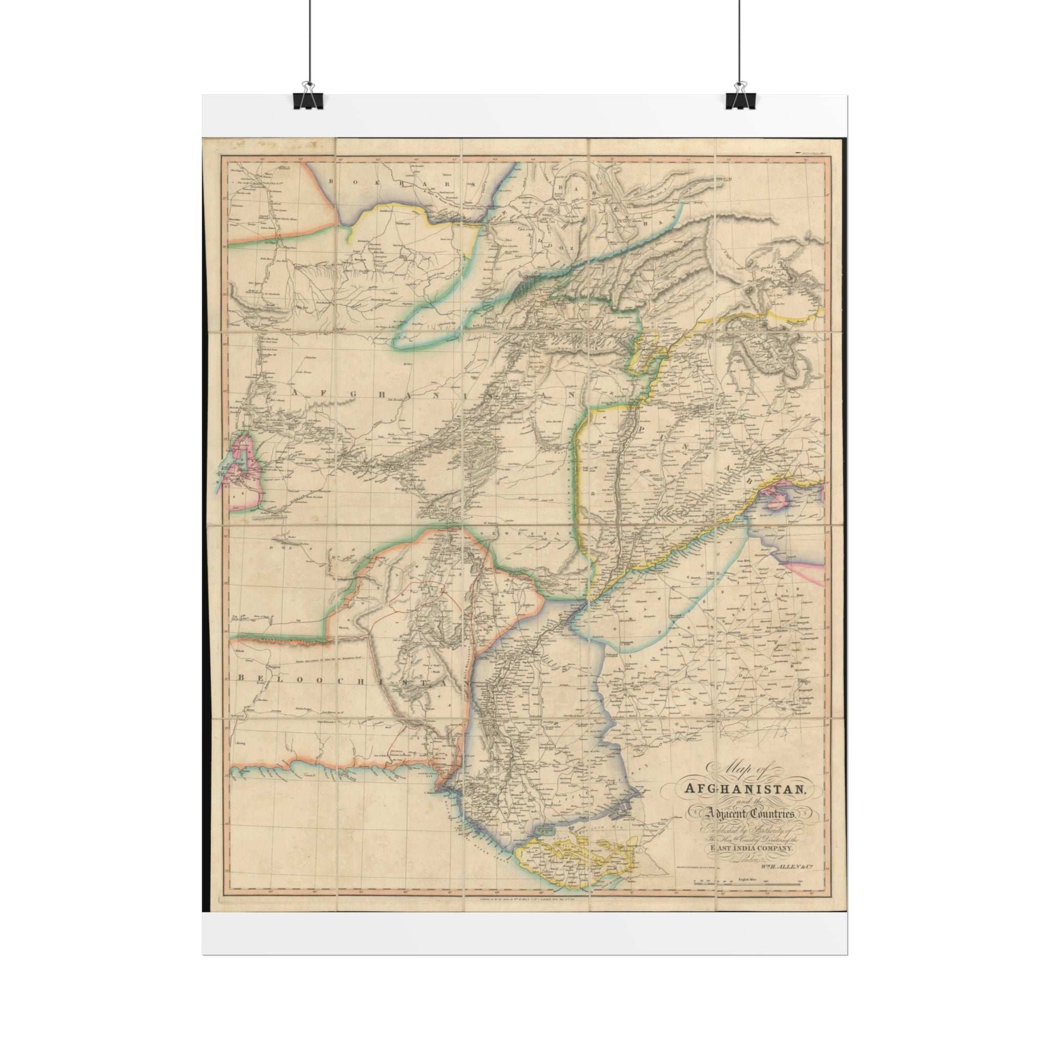 Afghanistan Antique Map (c. 1842) Rolled Poster | Vintage World Map Print