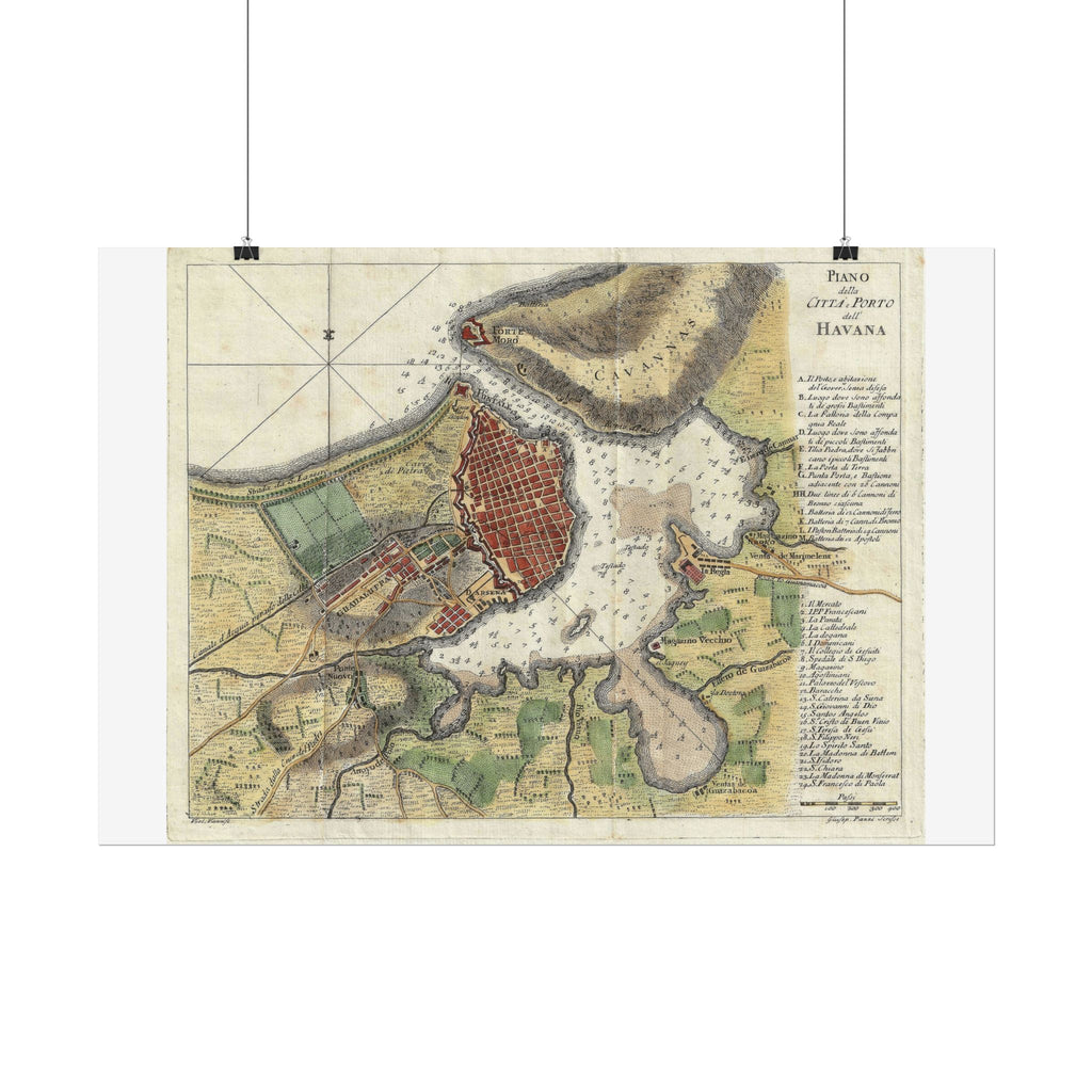 Havana, Cuba Historic City Map (c. 1763) Rolled Poster | Vintage Map Wall Art
