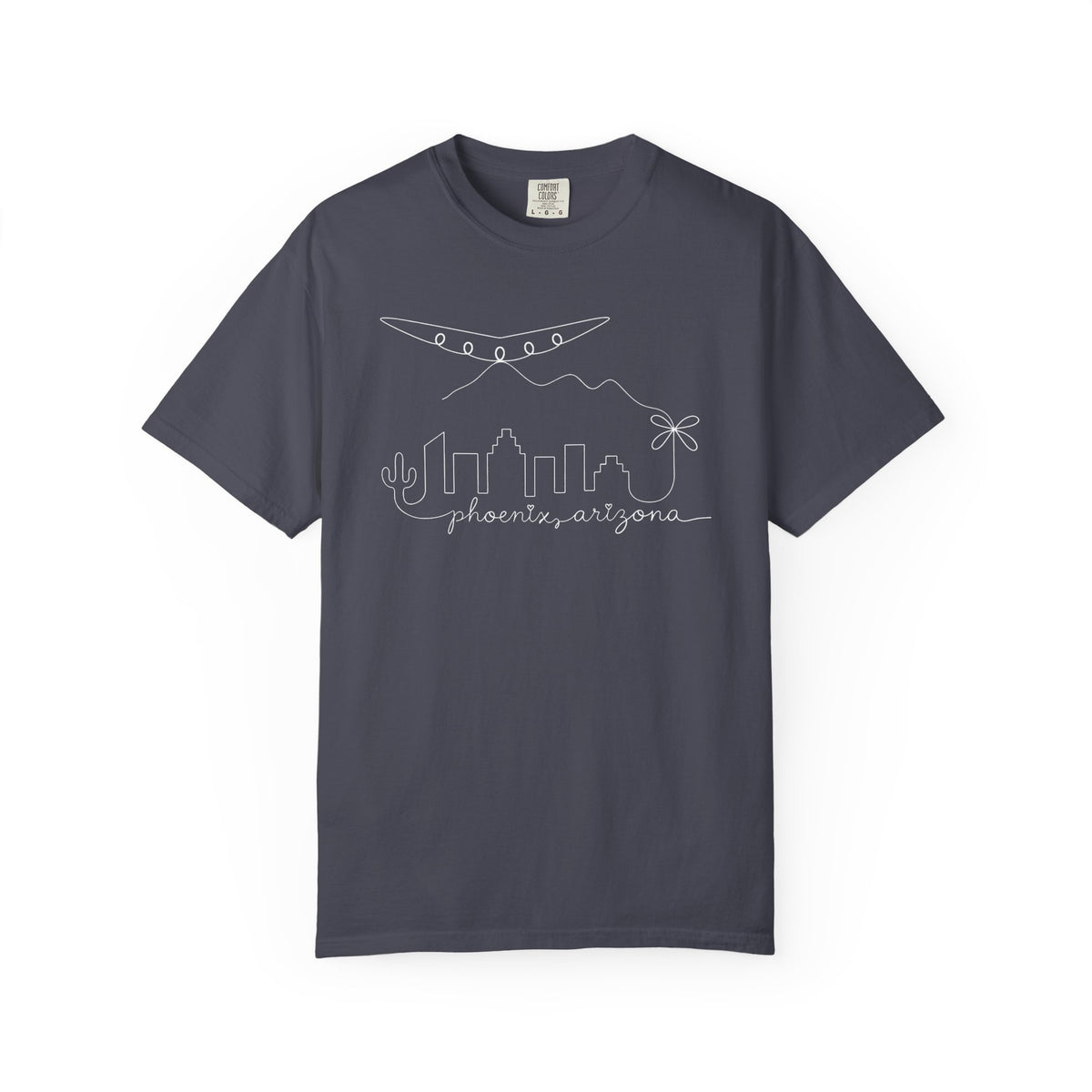 Phoenix, Arizona Minimal Line Art Skyline T-Shirt —  Unique Phoenix Lights UAP Tee