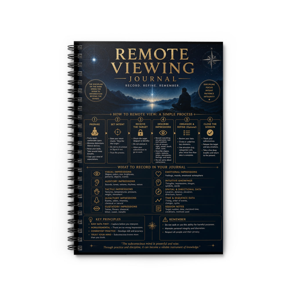 Remote Viewing (RV) Journal Spiral Notebook — Guided Ruled Notebook for Psychic Practice & Intuitive Training