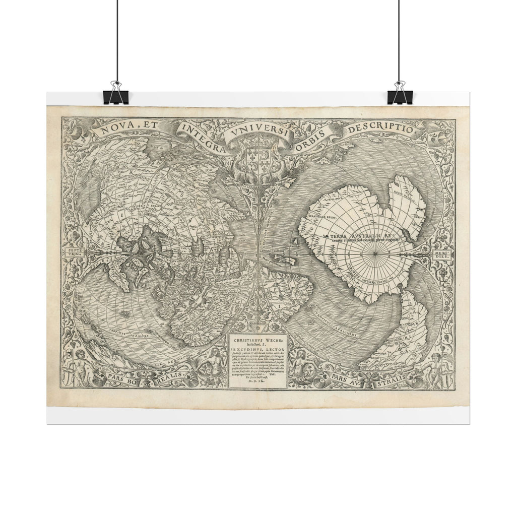 World Atlas Historic Map (c. 1540) Rolled Poster | Vintage Map Wall Art