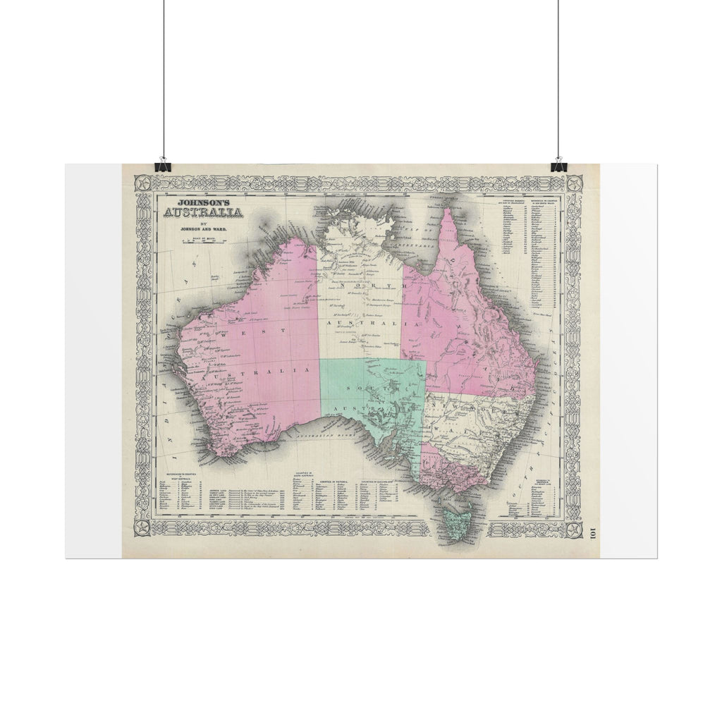 Australia Historic Map (c. 1864) Rolled Poster | Vintage Map Wall Art