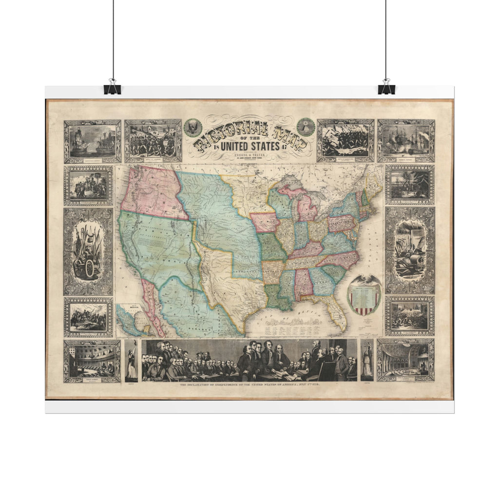 United States of America Historic Map (c. 1847) Rolled Poster | Vintage Map Wall Art