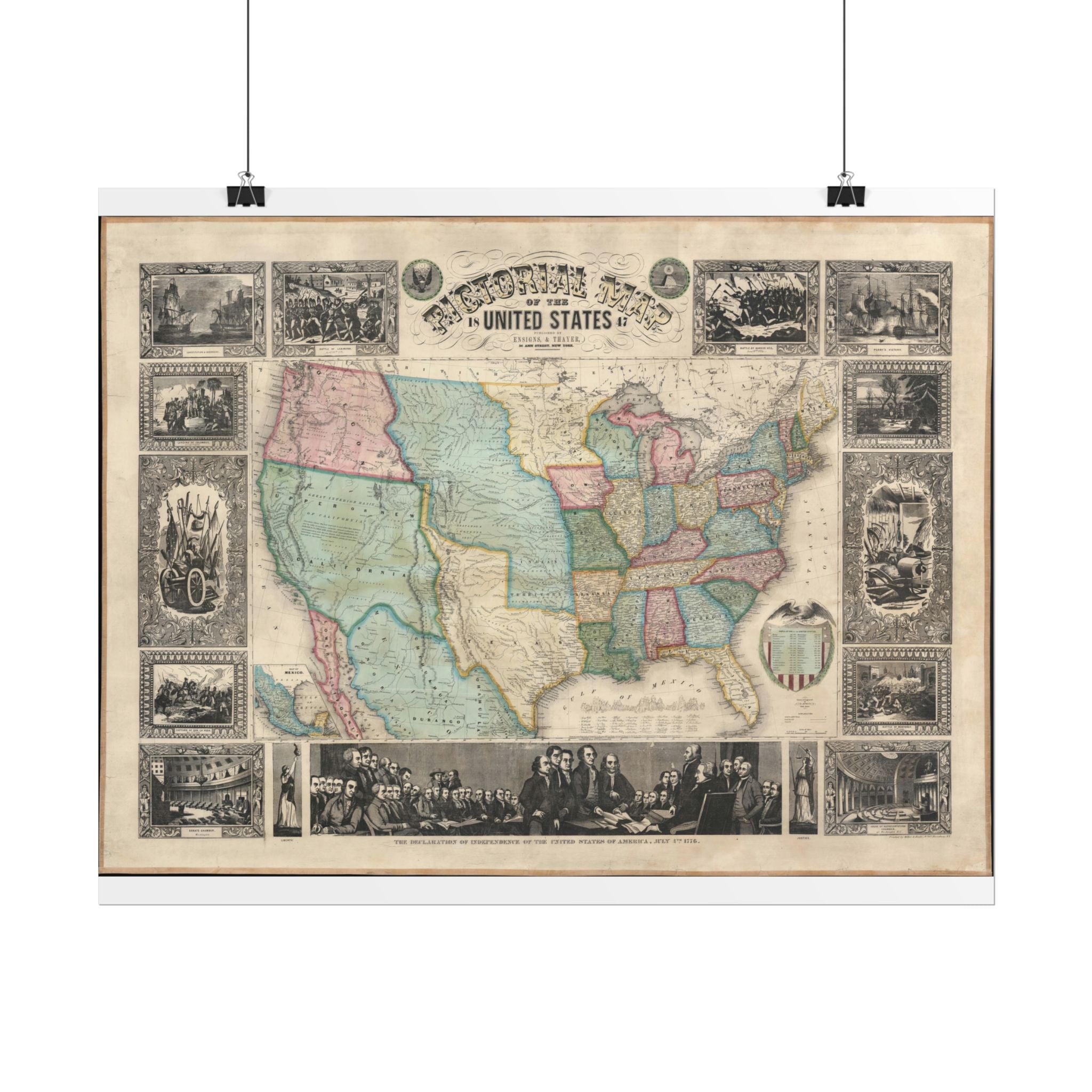 United States of America Historic Map (c. 1847) Rolled Poster | Vintage Map Wall Art