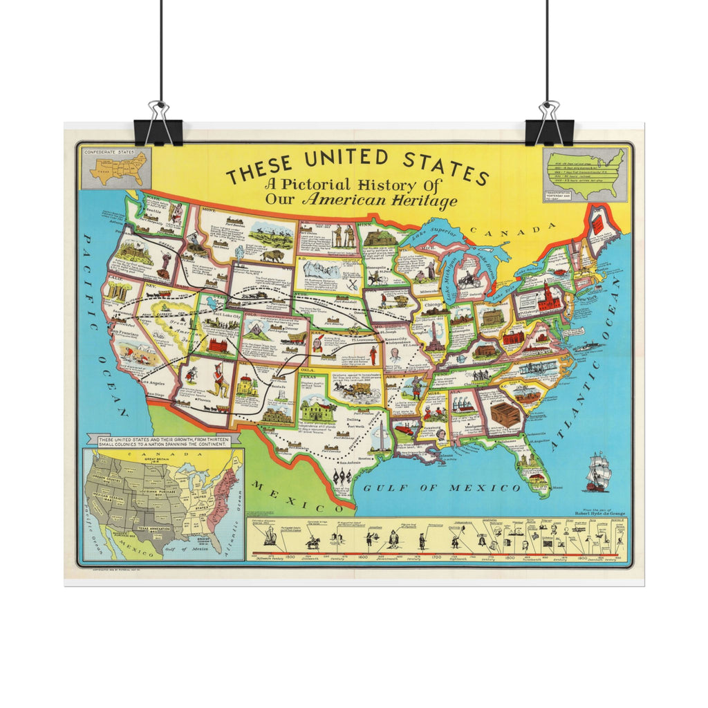 United States of America Historic Map (c. 1949) Rolled Poster | Vintage Map Wall Art