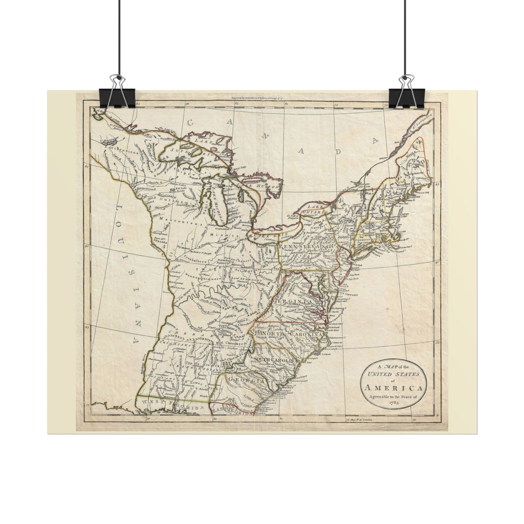 United States of America Historic Map (c. 1783) Rolled Poster | Antique Map Wall Art