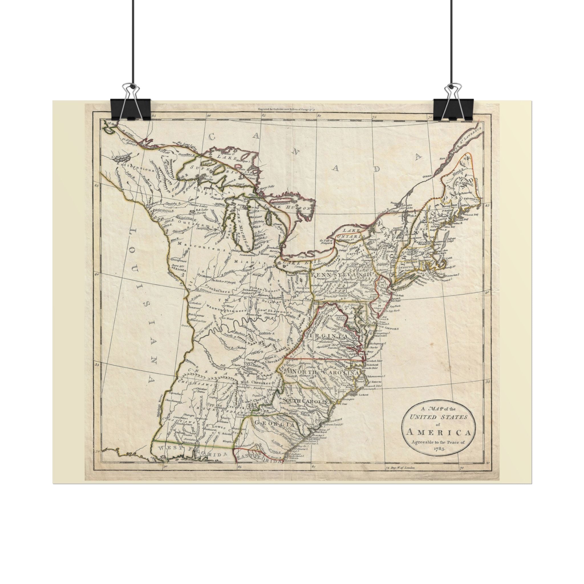 United States of America Historic Map (c. 1783) Rolled Poster | Antique Map Wall Art