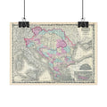 Austria Turkey Historic Map (c. 1862) Rolled Poster | Vintage Map Wall Art