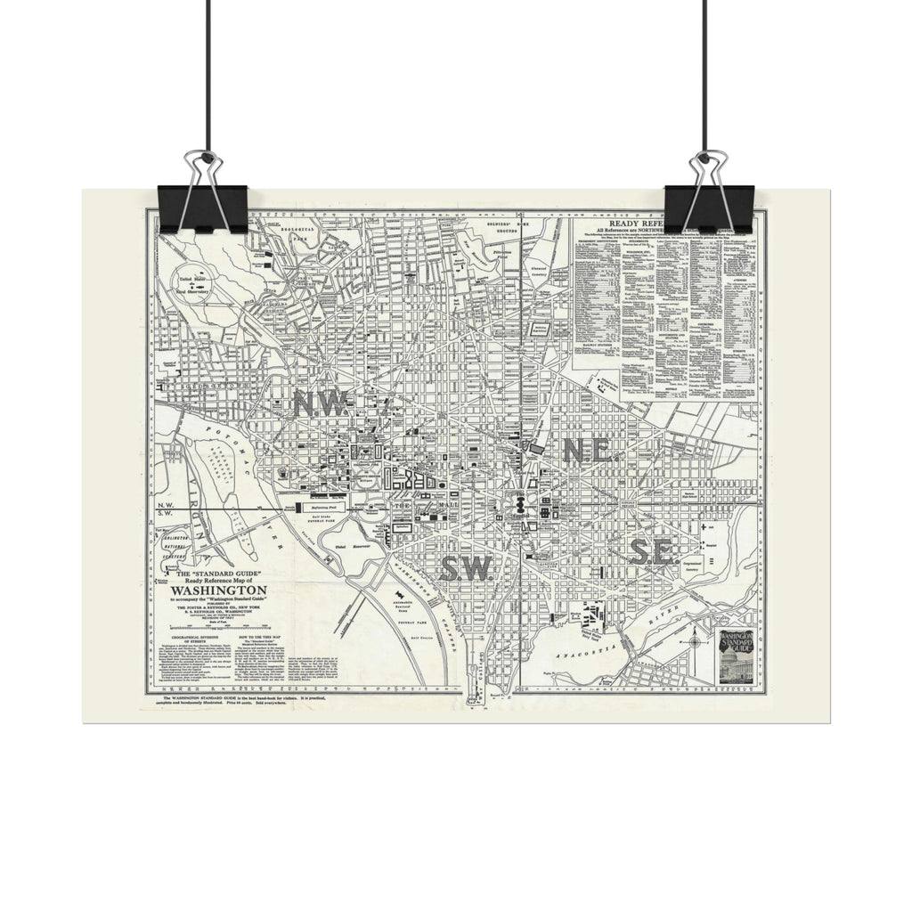 Washington DC (c. 1937) Historic City Map Rolled Poster | Vintage Map Wall Art