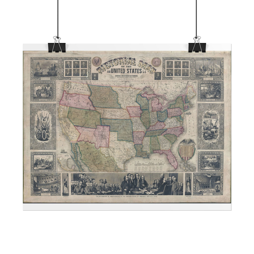 United States of America Historic Map (c. 1854) Rolled Poster | Vintage Map Wall Art