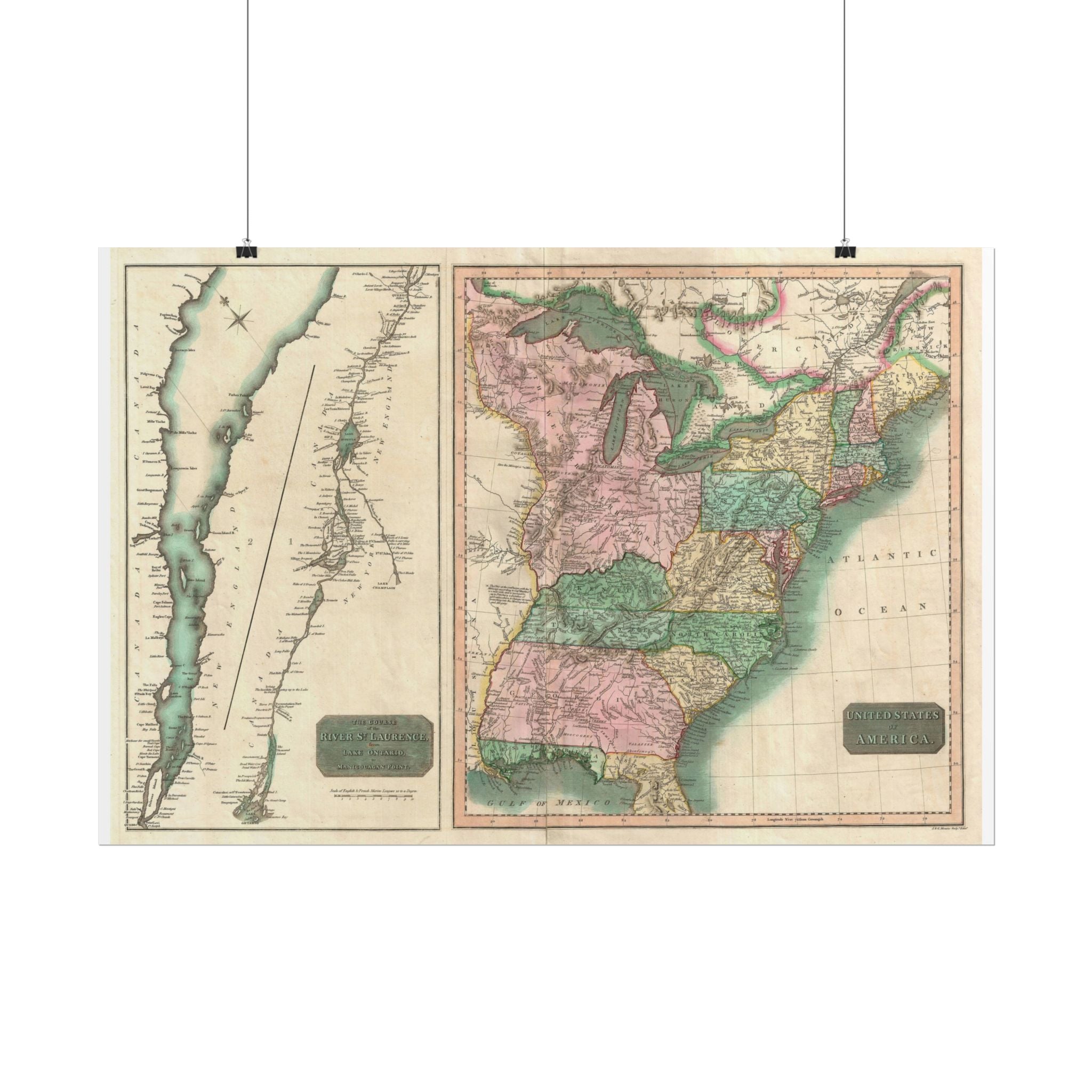 United States of America Historic Map (c. 1814) Rolled Poster | Vintage Map Wall Art