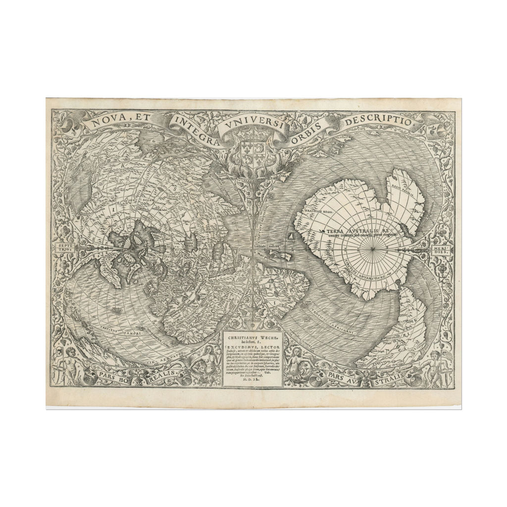 World Atlas Historic Map (c. 1540) Rolled Poster | Vintage Map Wall Art