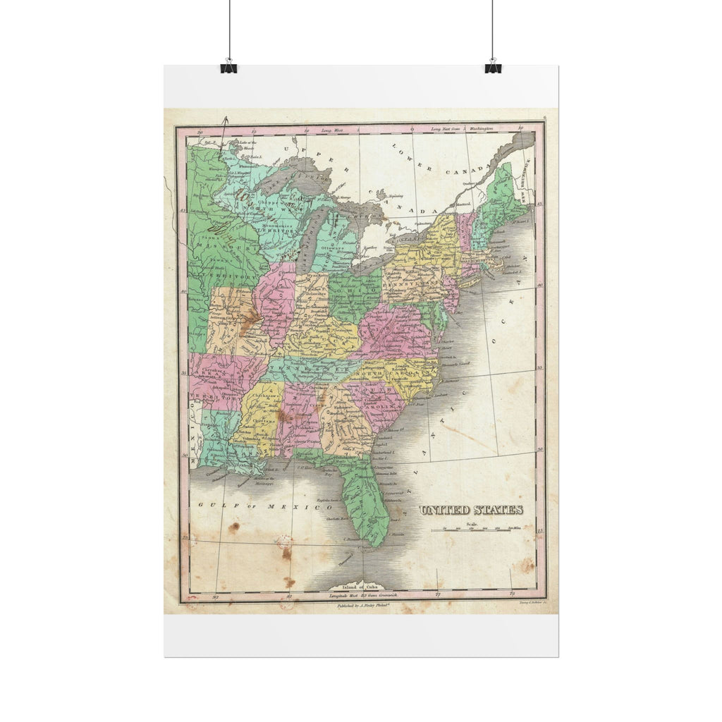 United States of America Historic Map (c. 1827) Rolled Poster | Vintage Map Wall Art
