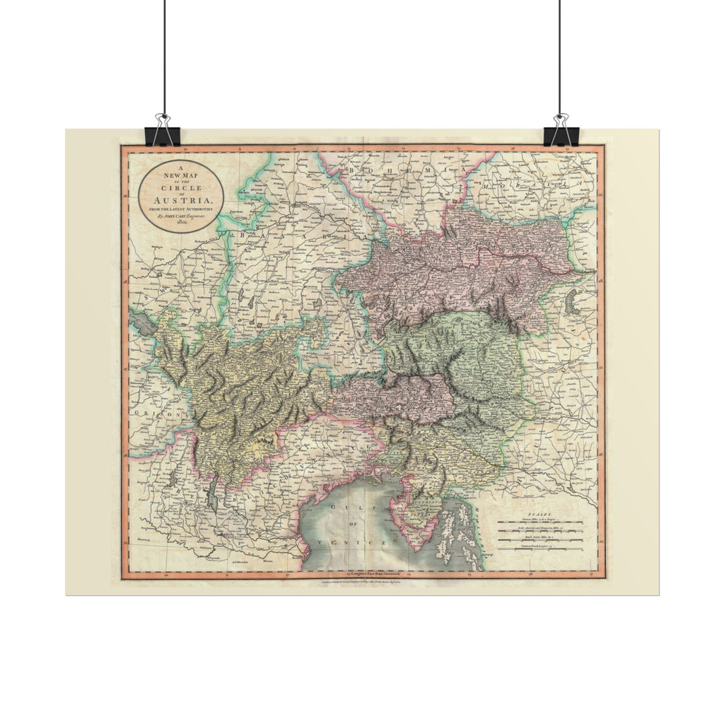 Austria Historic Map (c. 1801) Rolled Poster | Vintage Map Wall Art