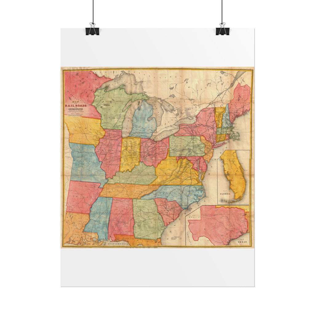 United States of America Historic Map (c. 1852) Rolled Poster | Vintage Map Wall Art