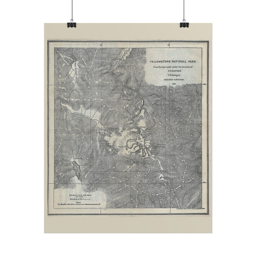 Yellowstone Geologic Survey (c. 1871) Historic Map Rolled Poster | Antique Map Wall Art