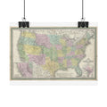 United States of America Historic Map (c. 1854) Rolled Poster | Vintage Map Wall Art