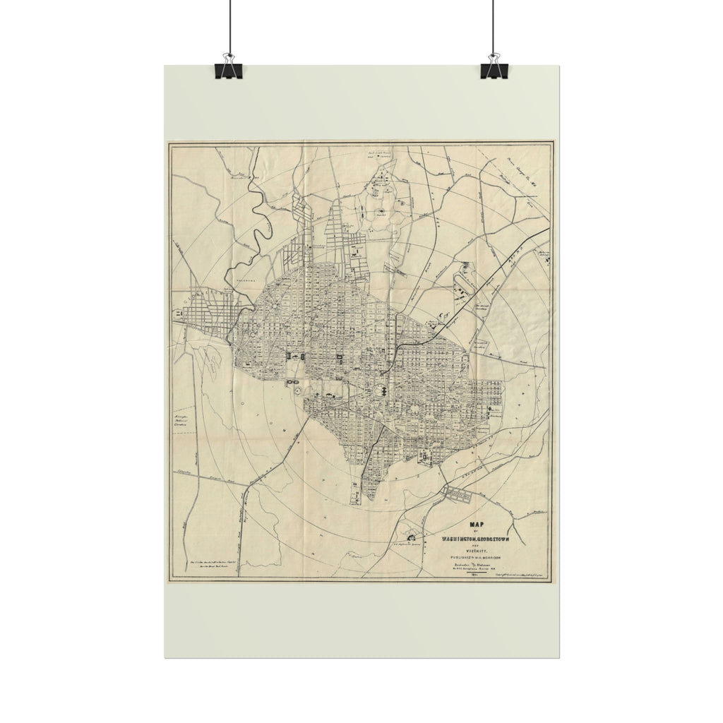 Washington DC (c. 1883) Historic City Map Rolled Poster | Vintage Map Wall Art