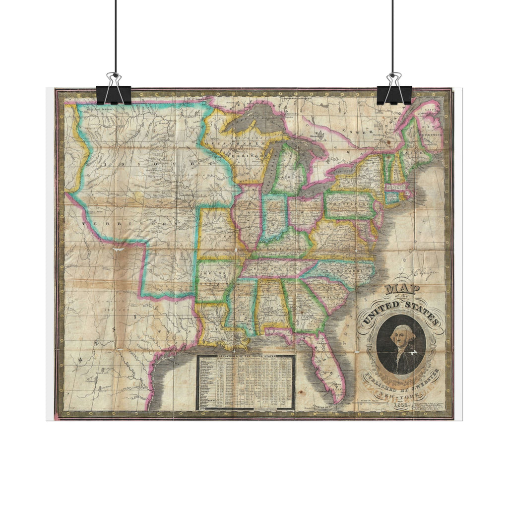 United States of America Historic Map (c. 1835) Rolled Poster | Vintage Map Wall Art