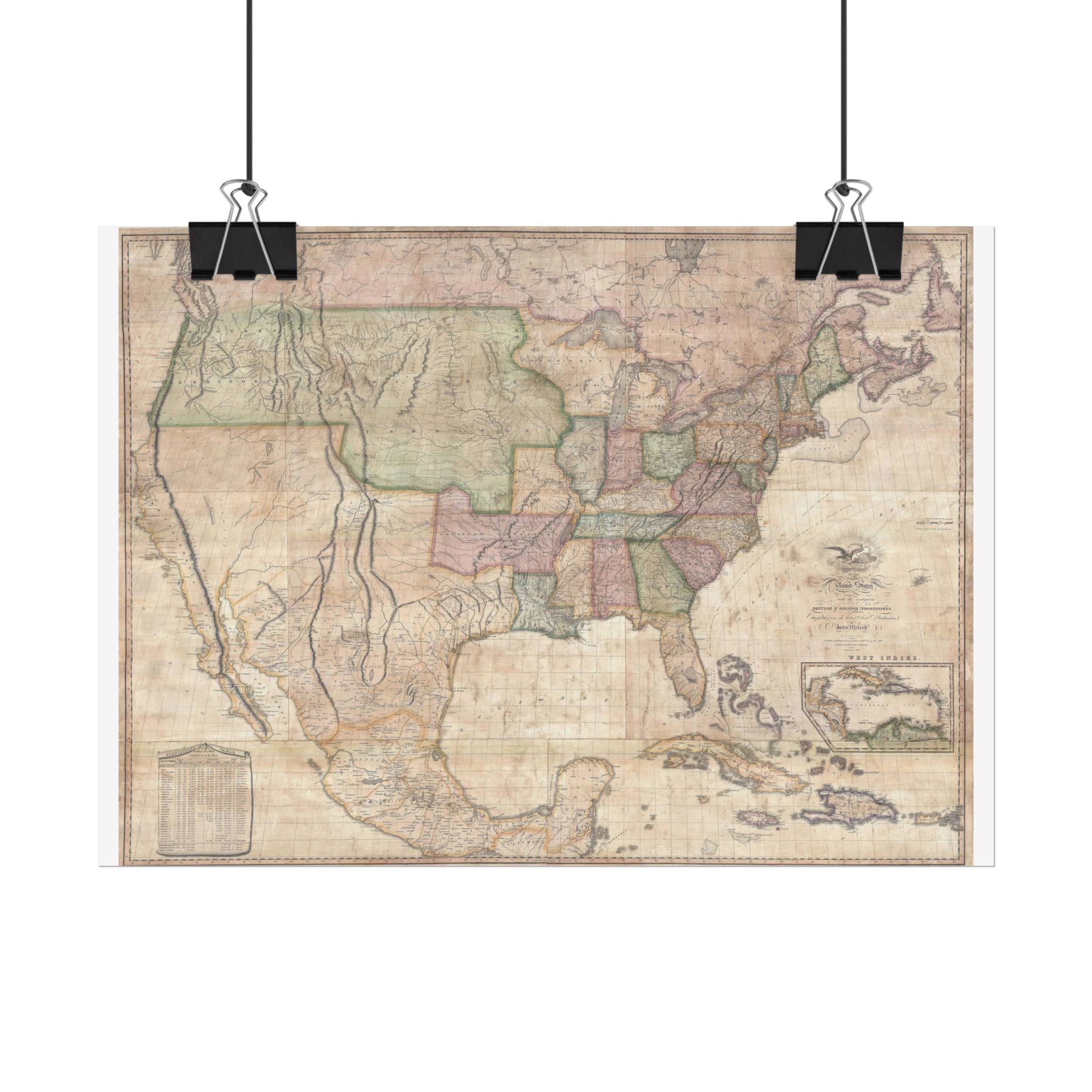 United States of America Historic Map (c. 1822) Rolled Poster | Vintage Map Wall Art