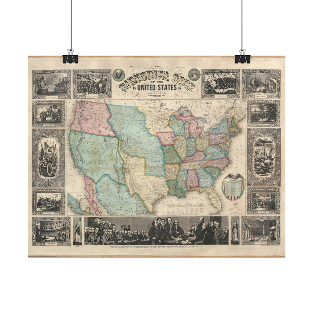 United States of America Historic Map (c. 1847) Rolled Poster | Vintage Map Wall Art