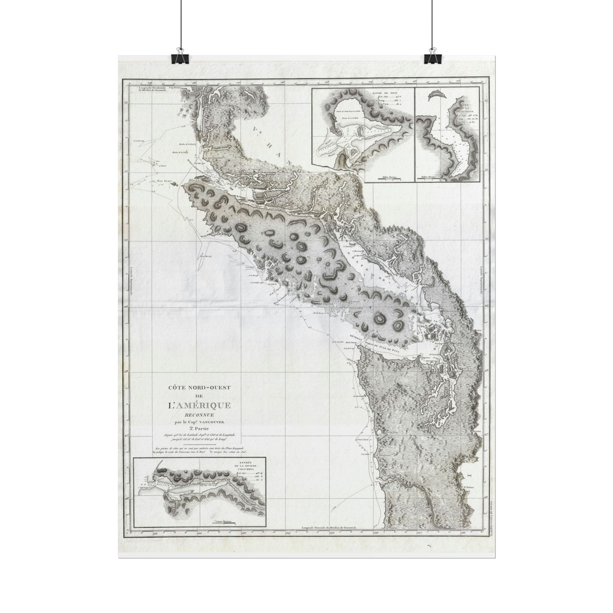 Vancouver, Canada Historic Map (c. 1799) Rolled Poster | Antique City Map Wall Art
