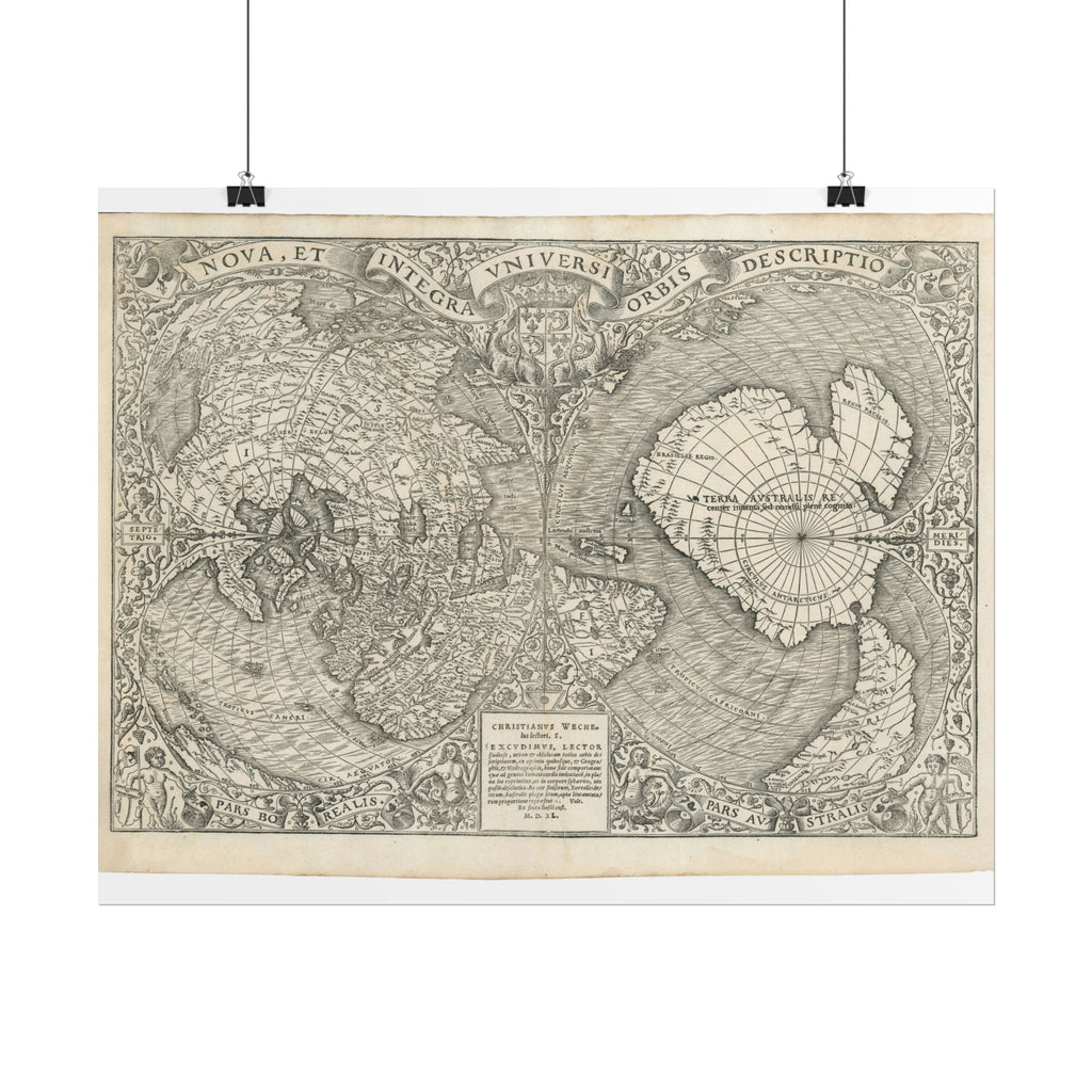 World Atlas Historic Map (c. 1540) Rolled Poster | Vintage Map Wall Art