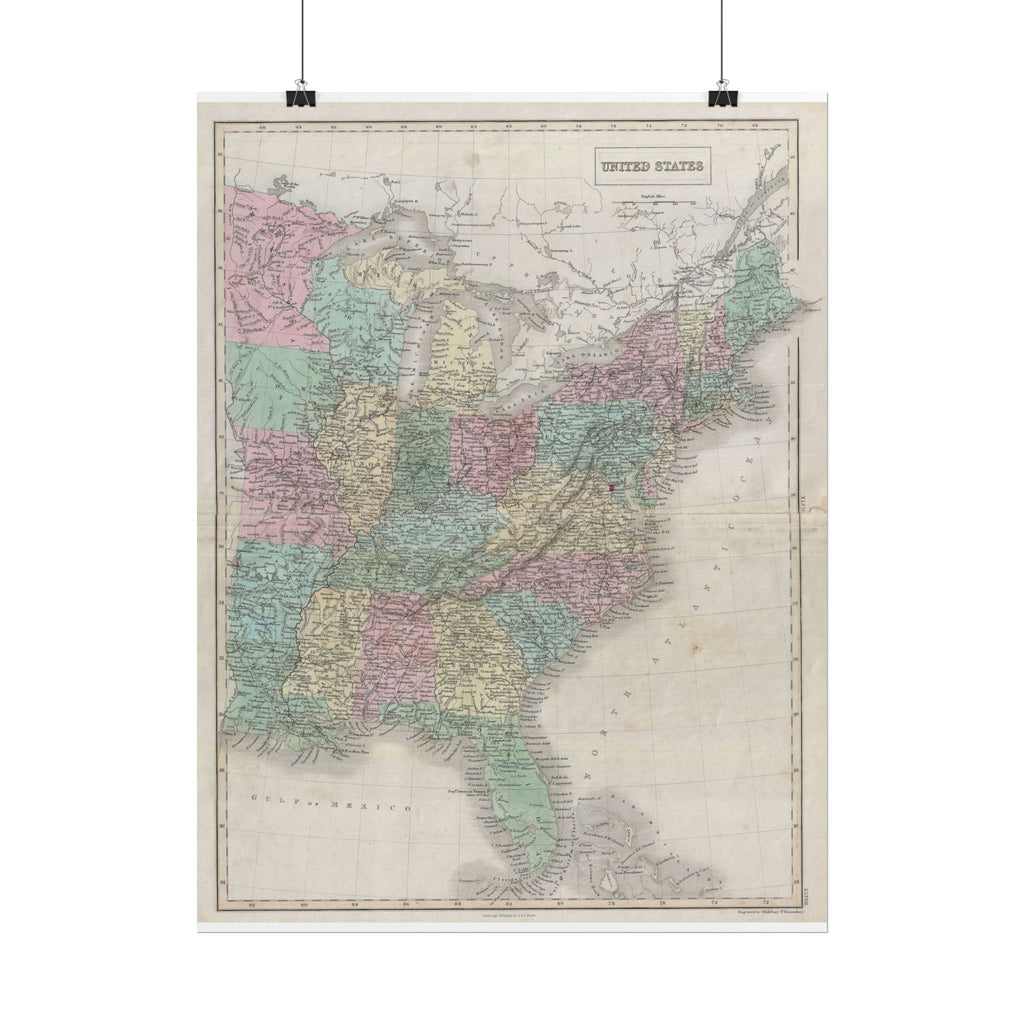 United States of America Historic Map (c. 1851) Rolled Poster | Vintage Map Wall Art