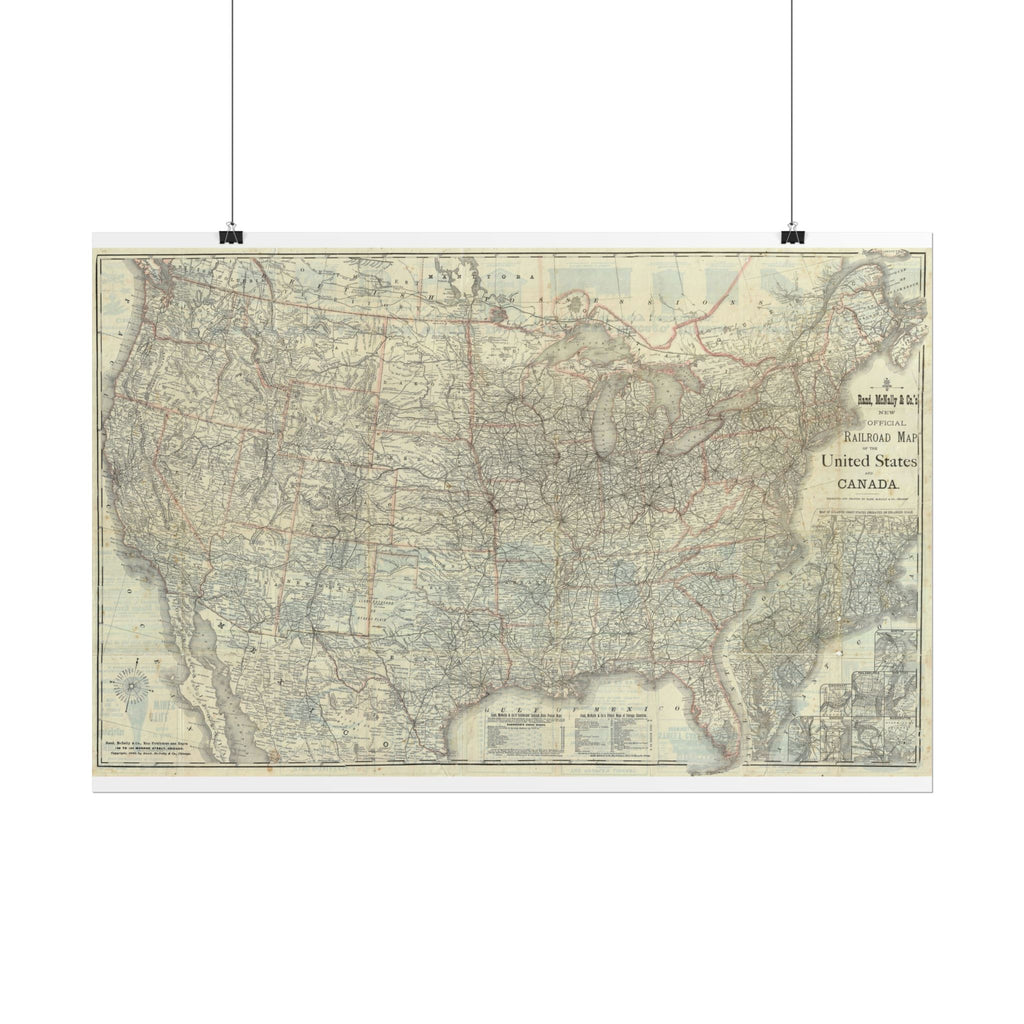 United States of America Historic Map (c. 1883) Rolled Poster | Vintage Map Wall Art