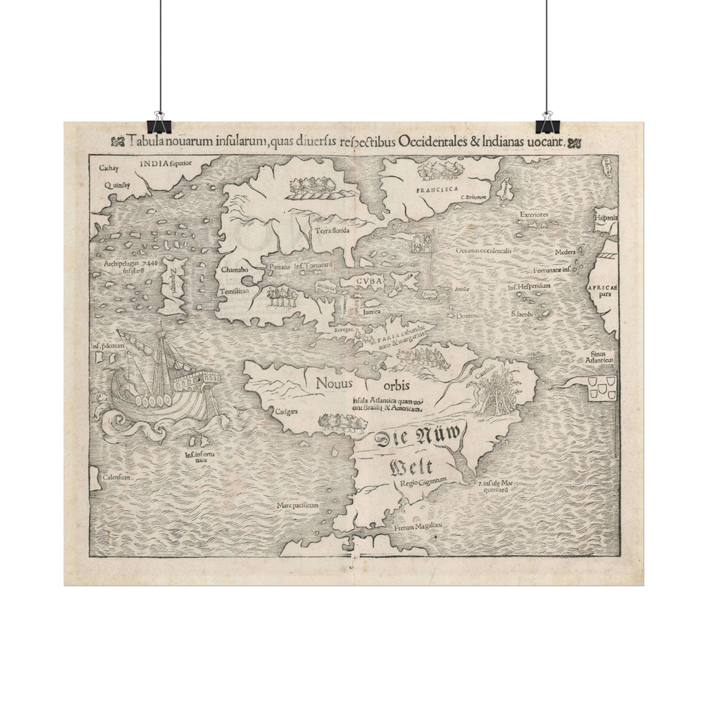 Americas Vintage Map (c. 1552) Rolled Poster | Antique Map Wall Art