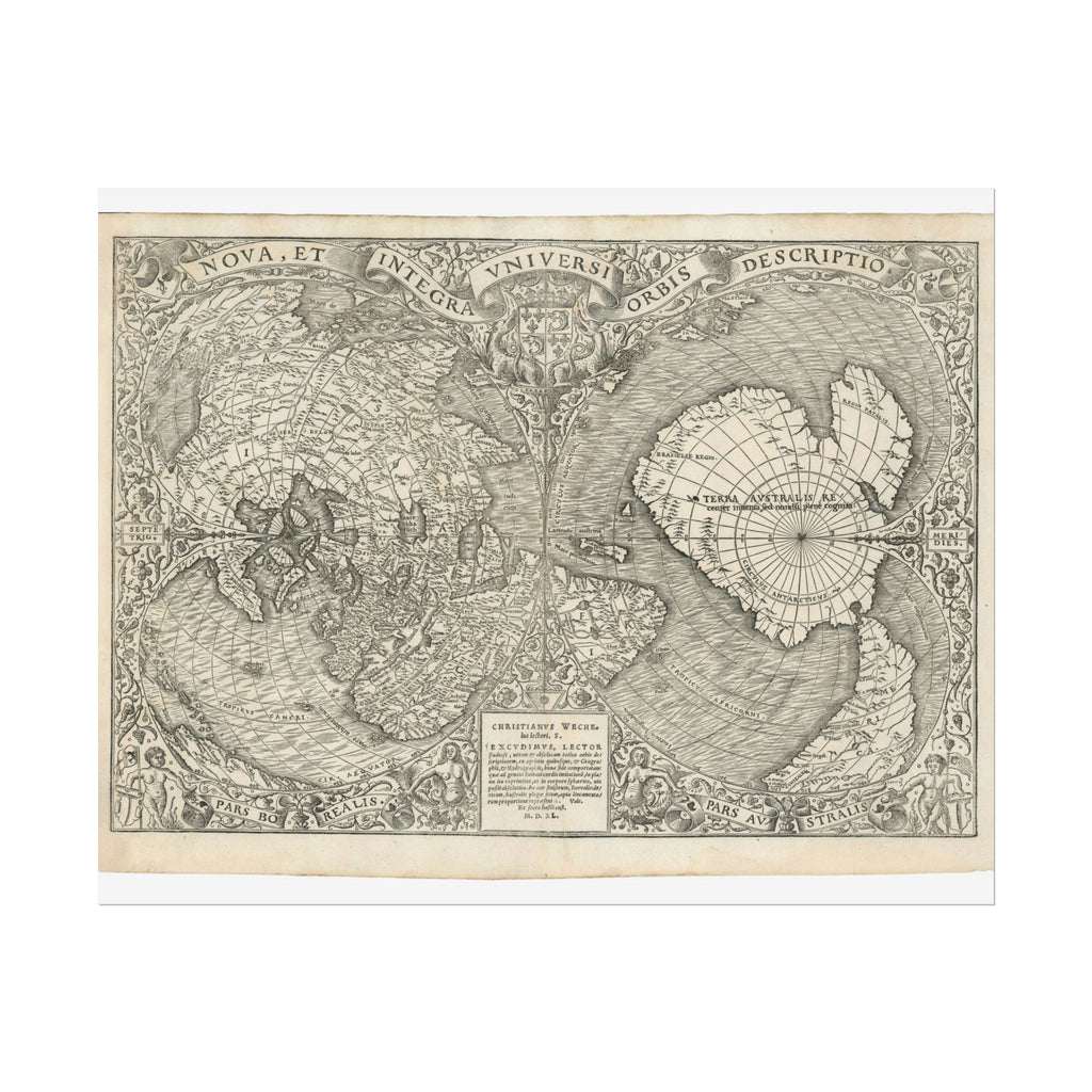 World Atlas Historic Map (c. 1540) Rolled Poster | Vintage Map Wall Art