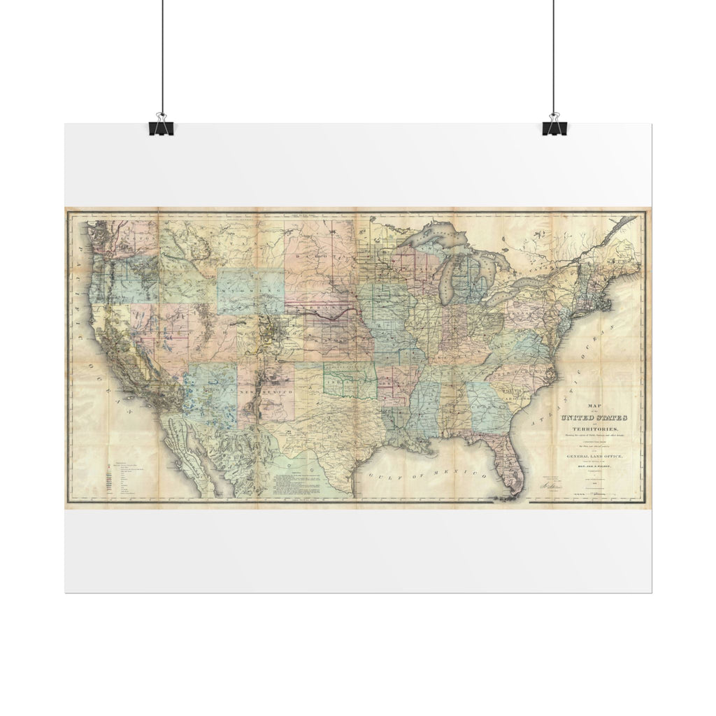 United States of America Historic Map (c. 1868) Rolled Poster | Vintage Map Wall Art