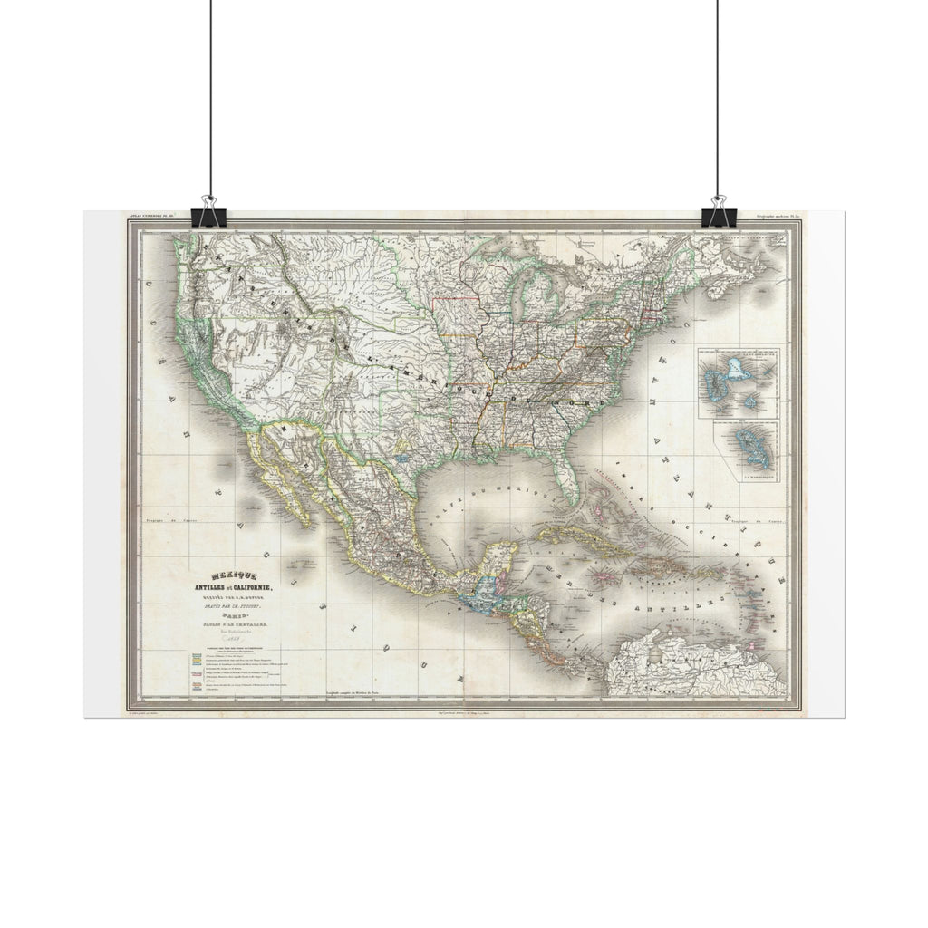 United States of America Historic Map (c. 1858) Rolled Poster | Vintage Map Wall Art