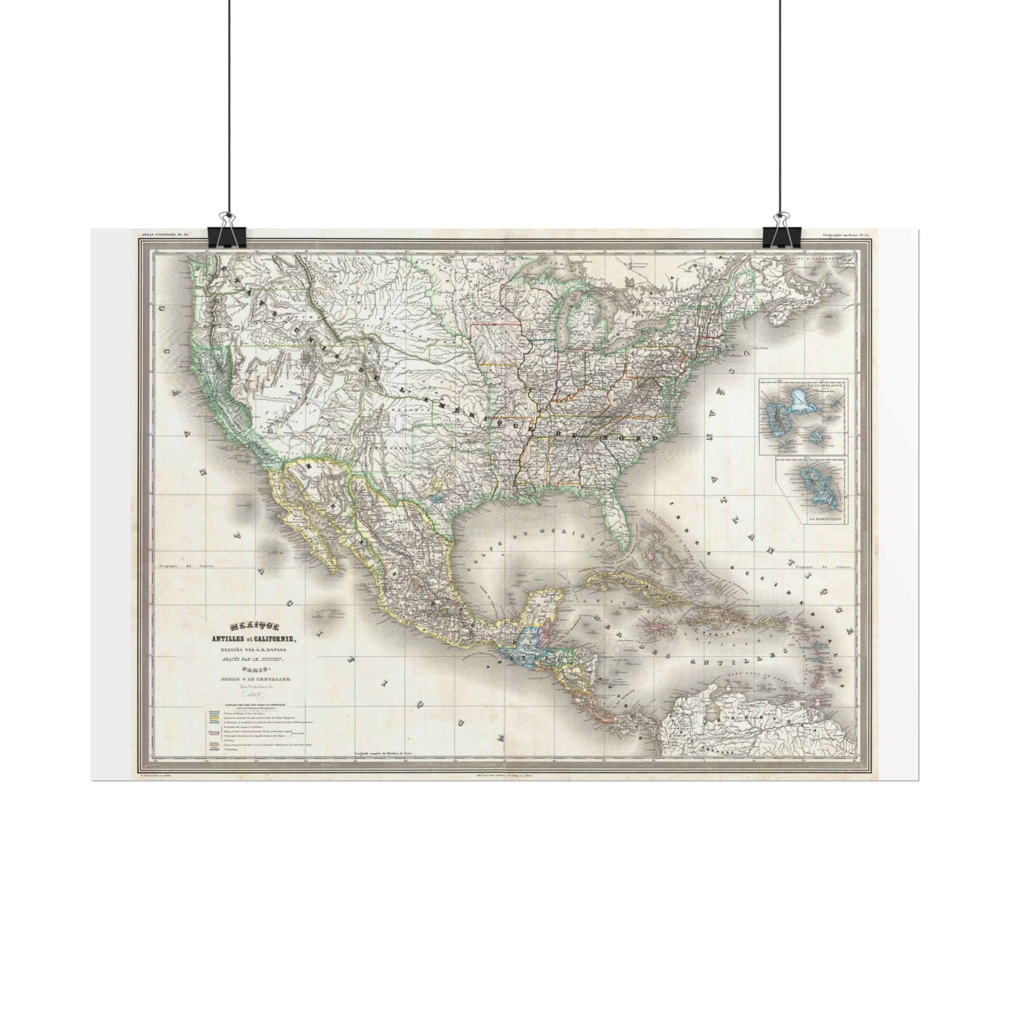 United States of America Historic Map (c. 1858) Rolled Poster | Vintage Map Wall Art