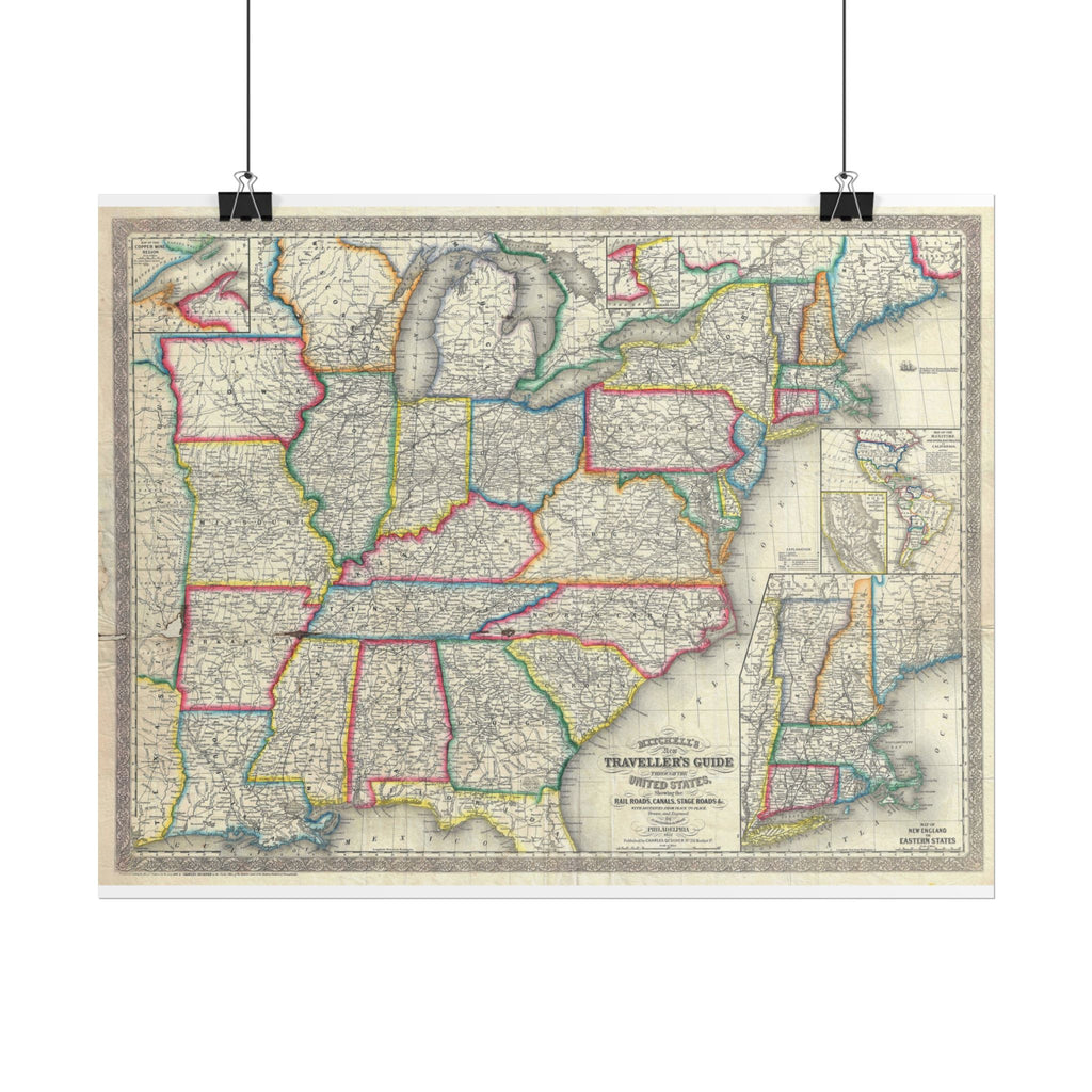 United States of America Historic Map (c. 1857) Rolled Poster | Vintage Map Wall Art