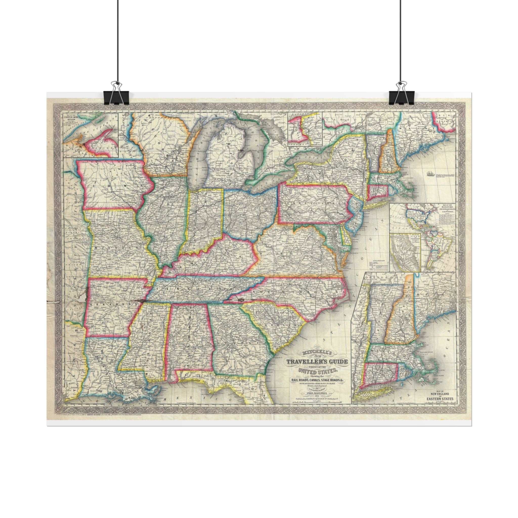 United States of America Historic Map (c. 1857) Rolled Poster | Vintage Map Wall Art