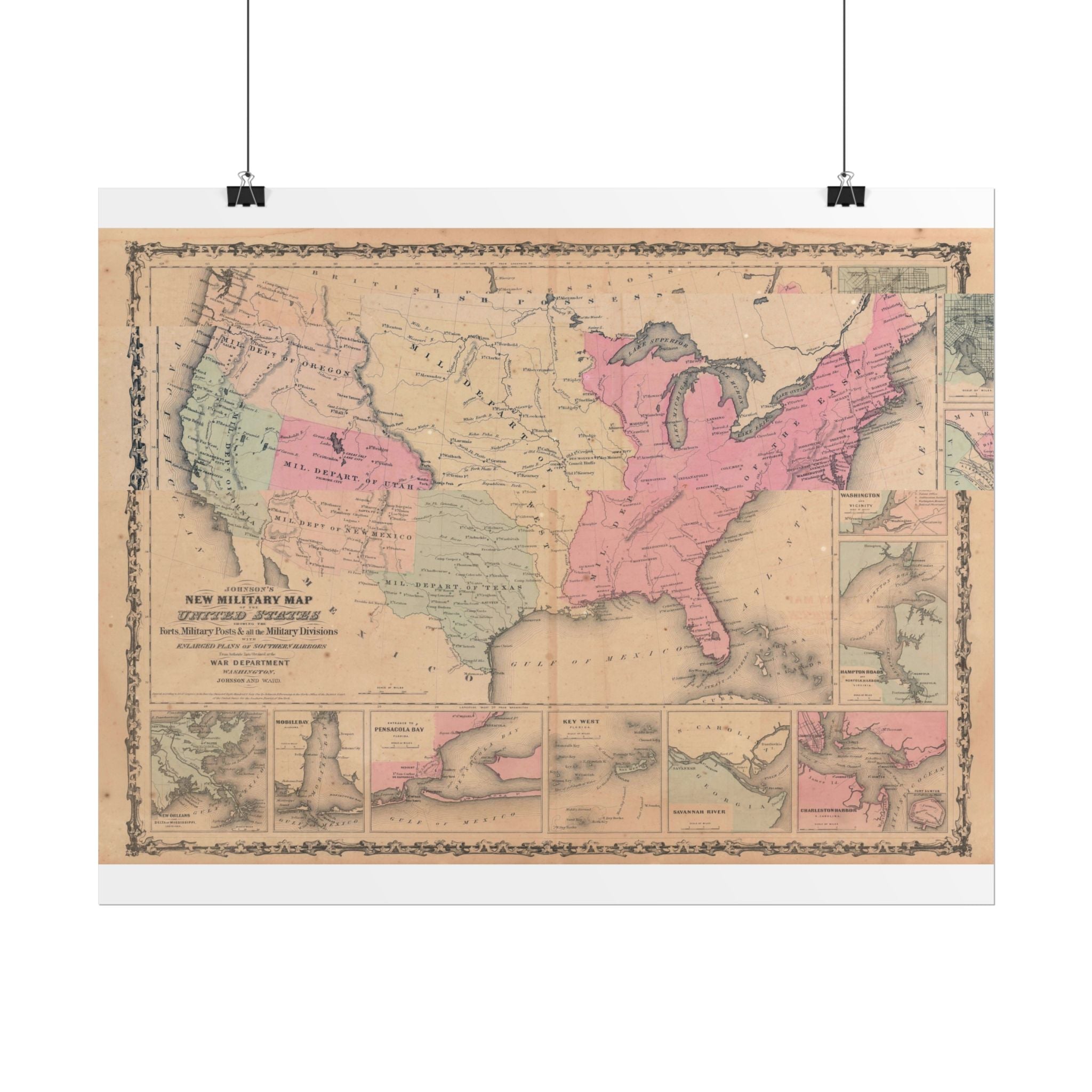 United States of America Historic Military Map (c. 1862) Rolled Poster | Vintage Map Wall Art