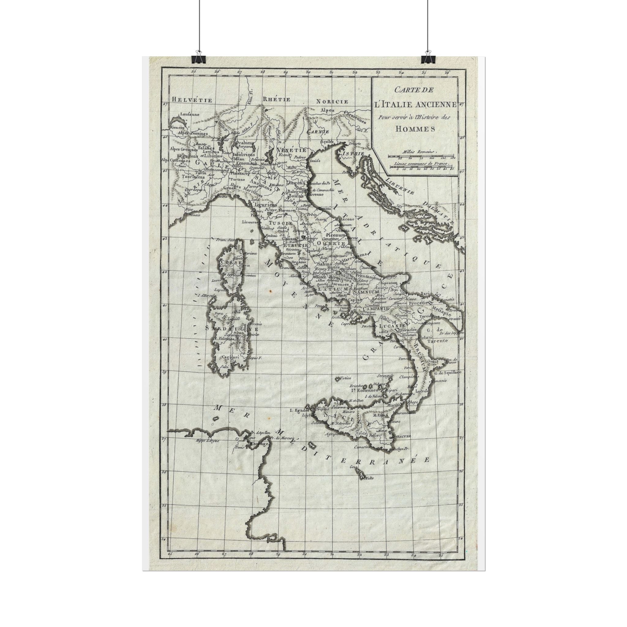 Italy Historic Map (c. 1770) Rolled Poster | Vintage Map Wall Art