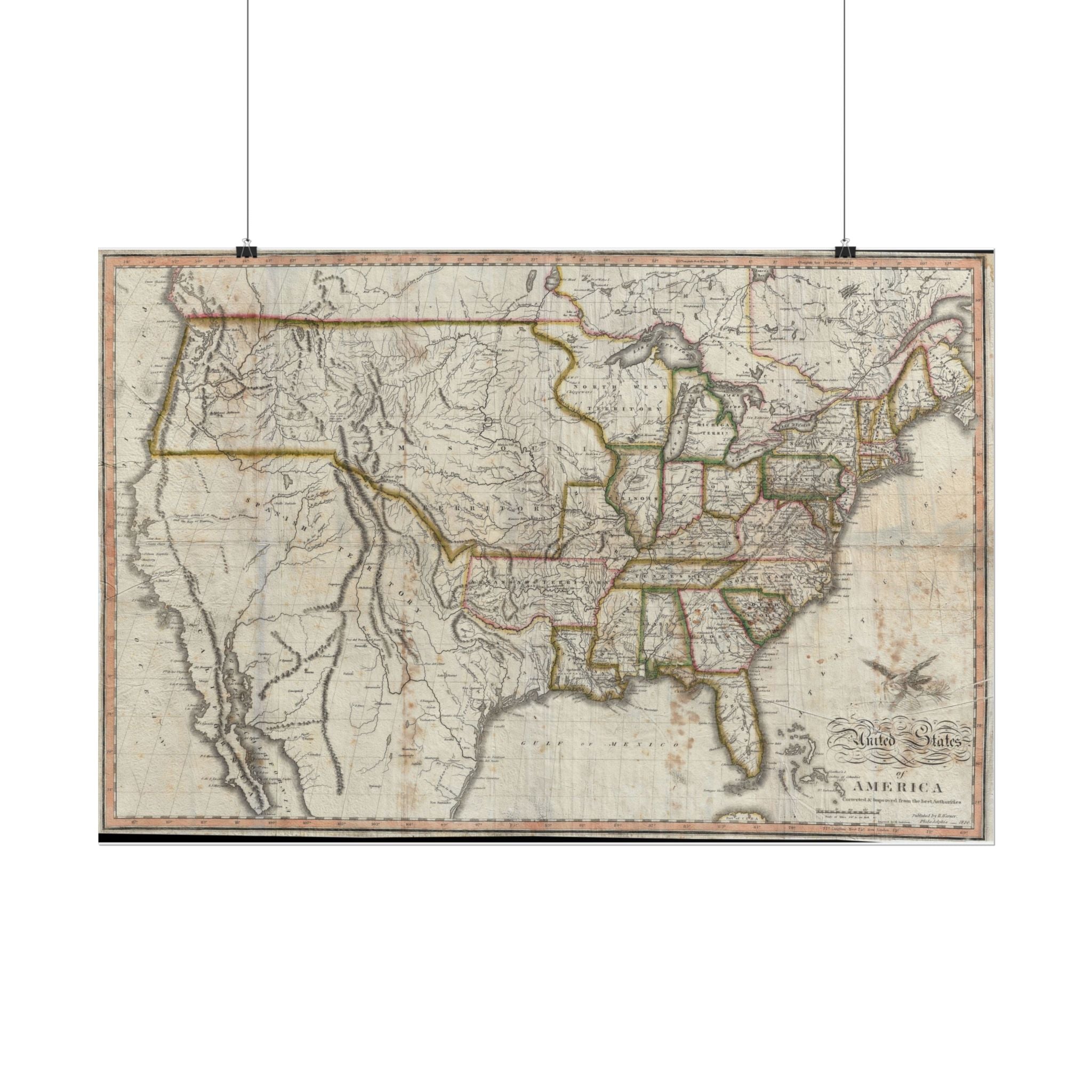 United States of America Historic Map (c. 1820) Rolled Poster | Vintage Map Wall Art