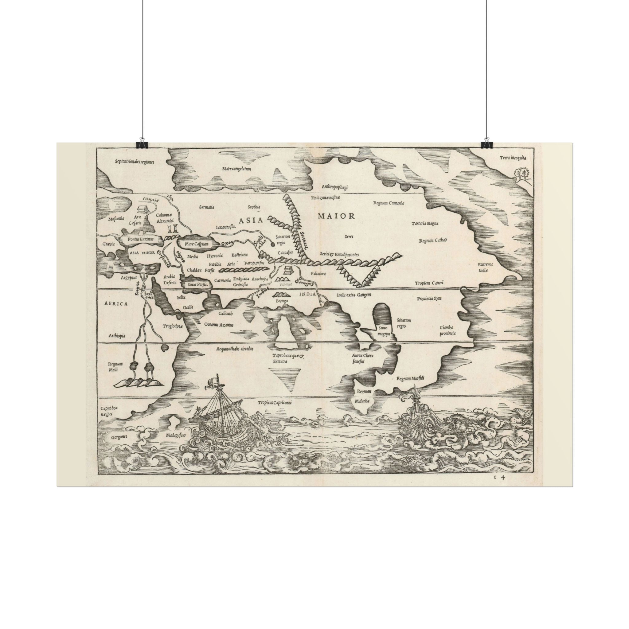 Asia Minor Historic World Map (c. 1538) Rolled Poster | Antique Vintage Map Wall Art