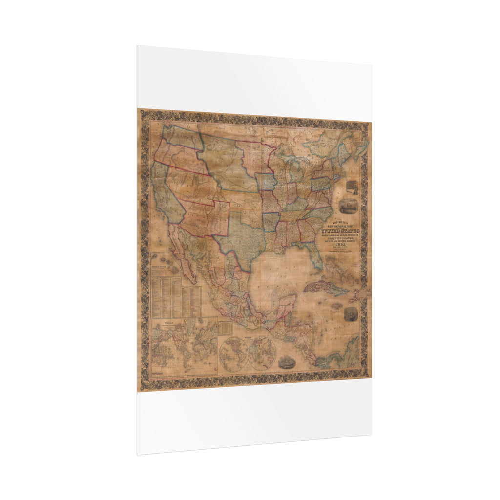 North America Antique Map of (c. 1856) Rolled Poster | Old Map Wall Art