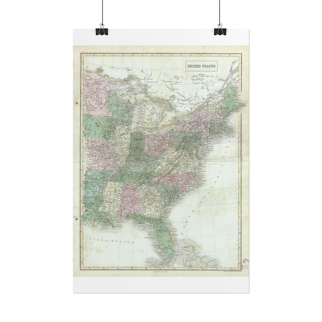 United States of America Historic Map (c. 1851) Rolled Poster | Vintage Map Wall Art