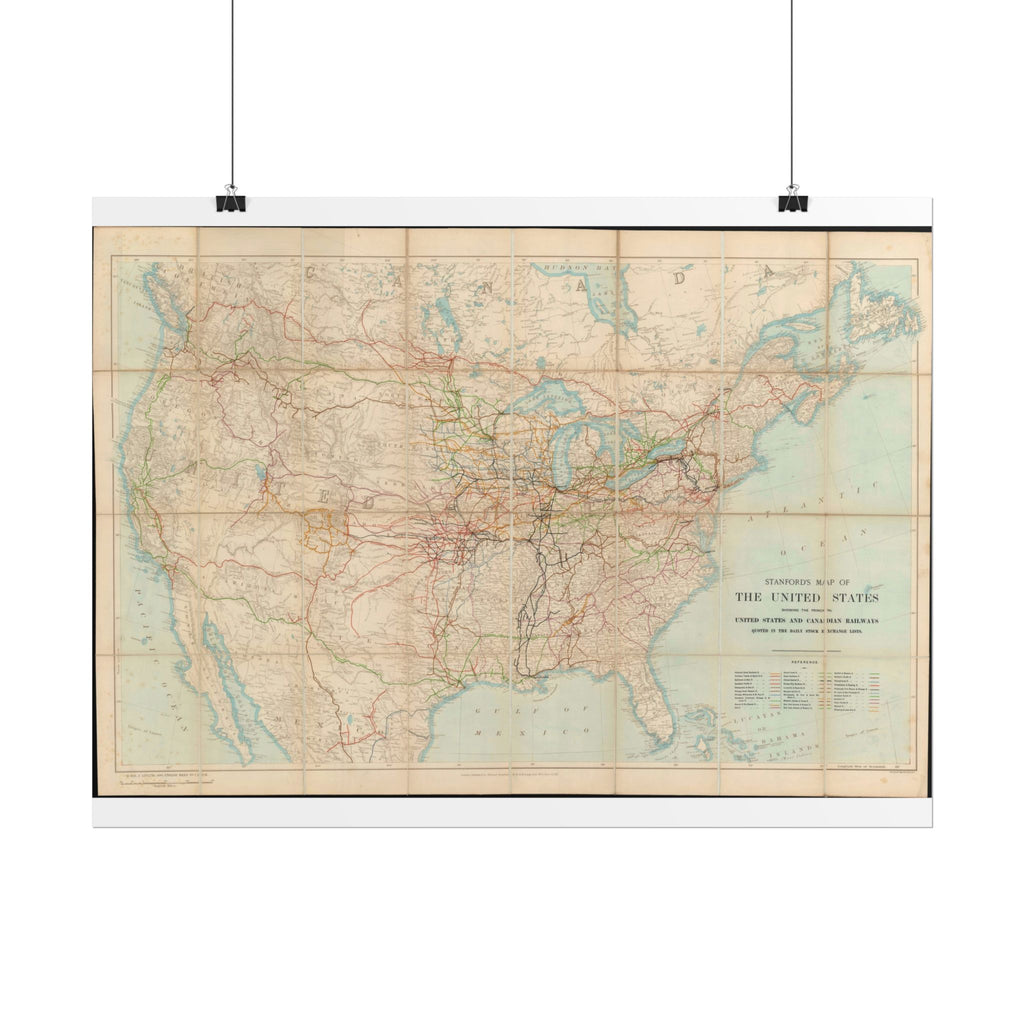 United States of America Historic Railroad Map (c. 1901) Rolled Poster | Vintage Map Wall Art