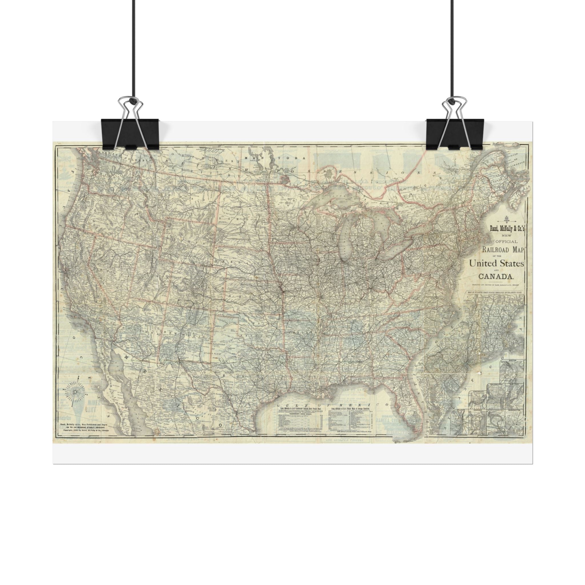 United States of America Historic Map (c. 1883) Rolled Poster | Vintage Map Wall Art