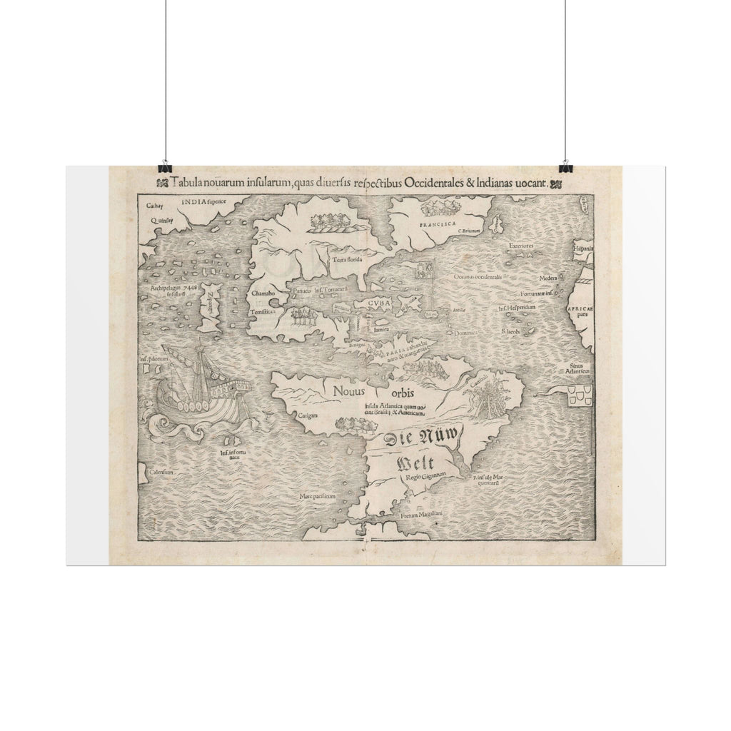 Americas Vintage Map (c. 1552) Rolled Poster | Antique Map Wall Art