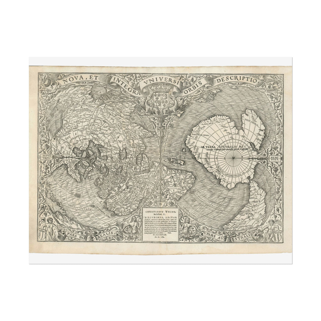 World Atlas Historic Map (c. 1540) Rolled Poster | Vintage Map Wall Art
