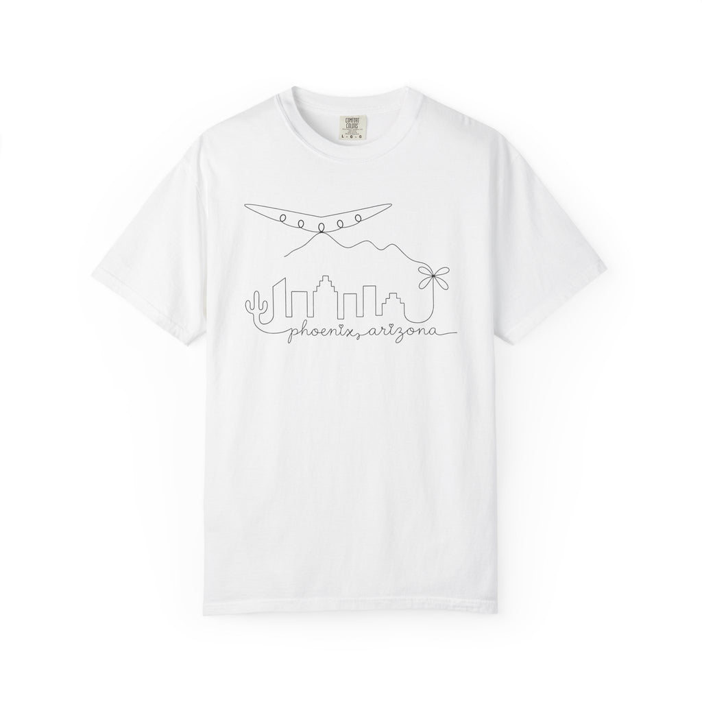 Phoenix, Arizona Minimal Line Art Skyline T-Shirt —  Unique Phoenix Lights UAP Tee