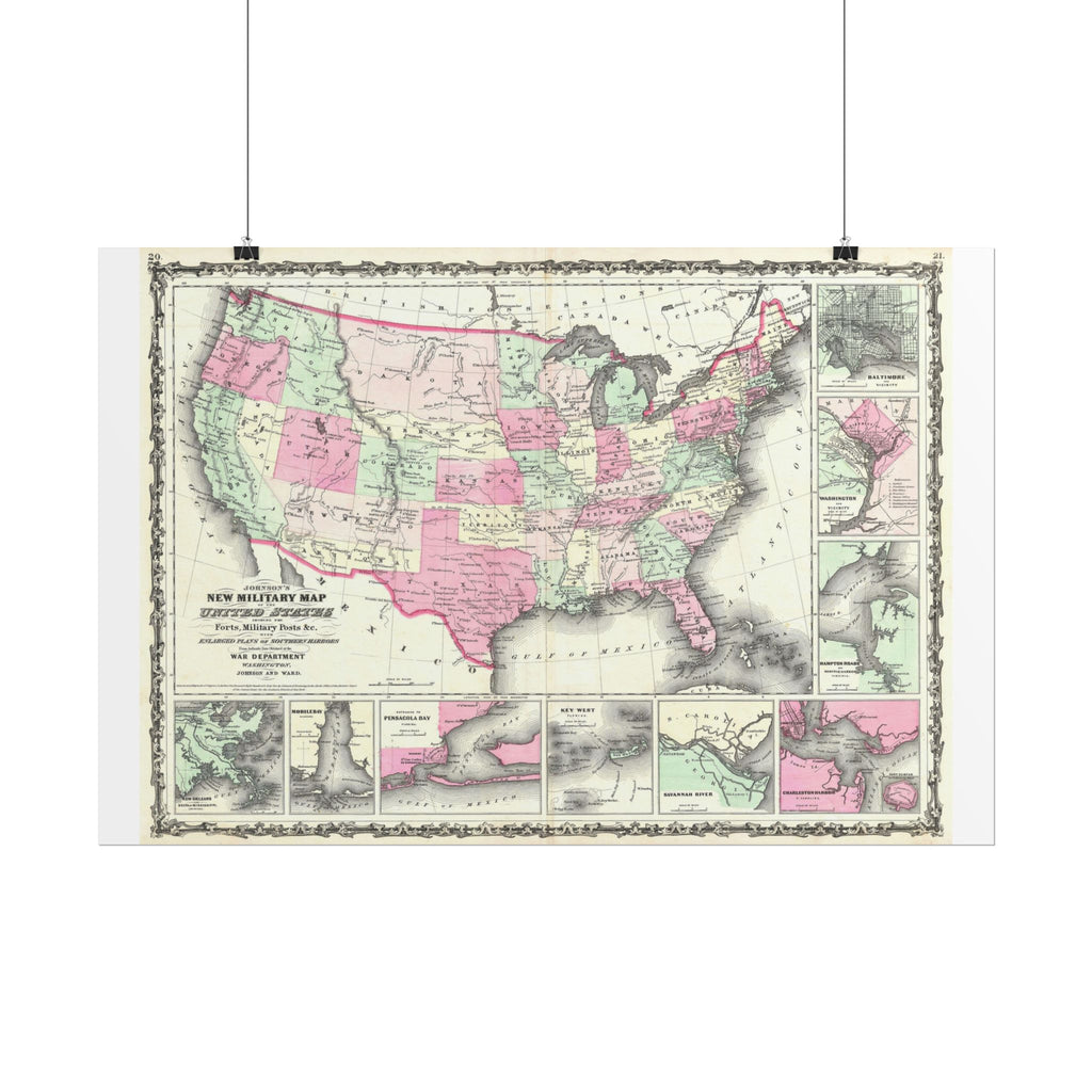 United States of America Historic Military Map (c. 1863) Rolled Poster | Vintage Map Wall Art